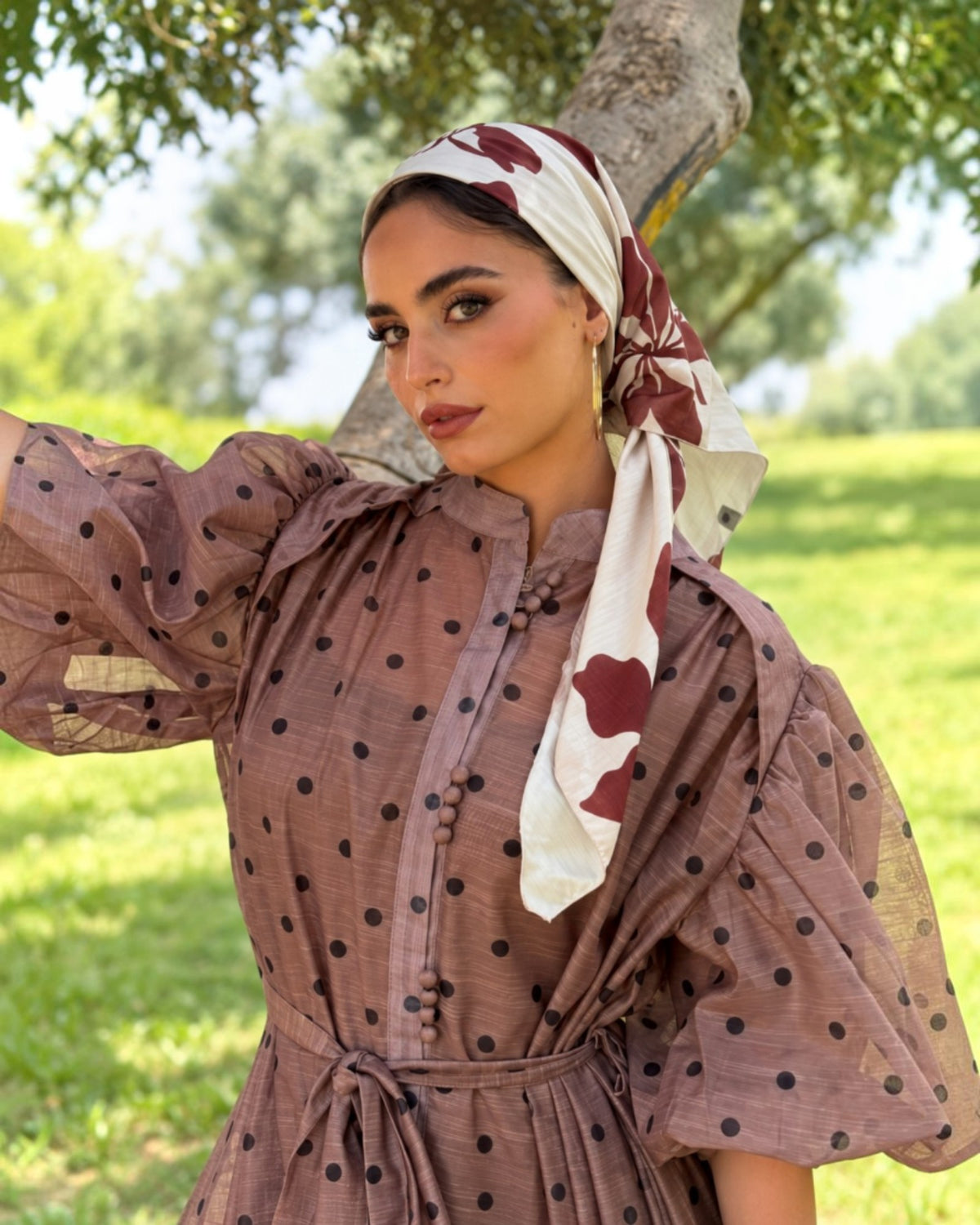 Rinati Burgundy  Flower Triangle Scarf