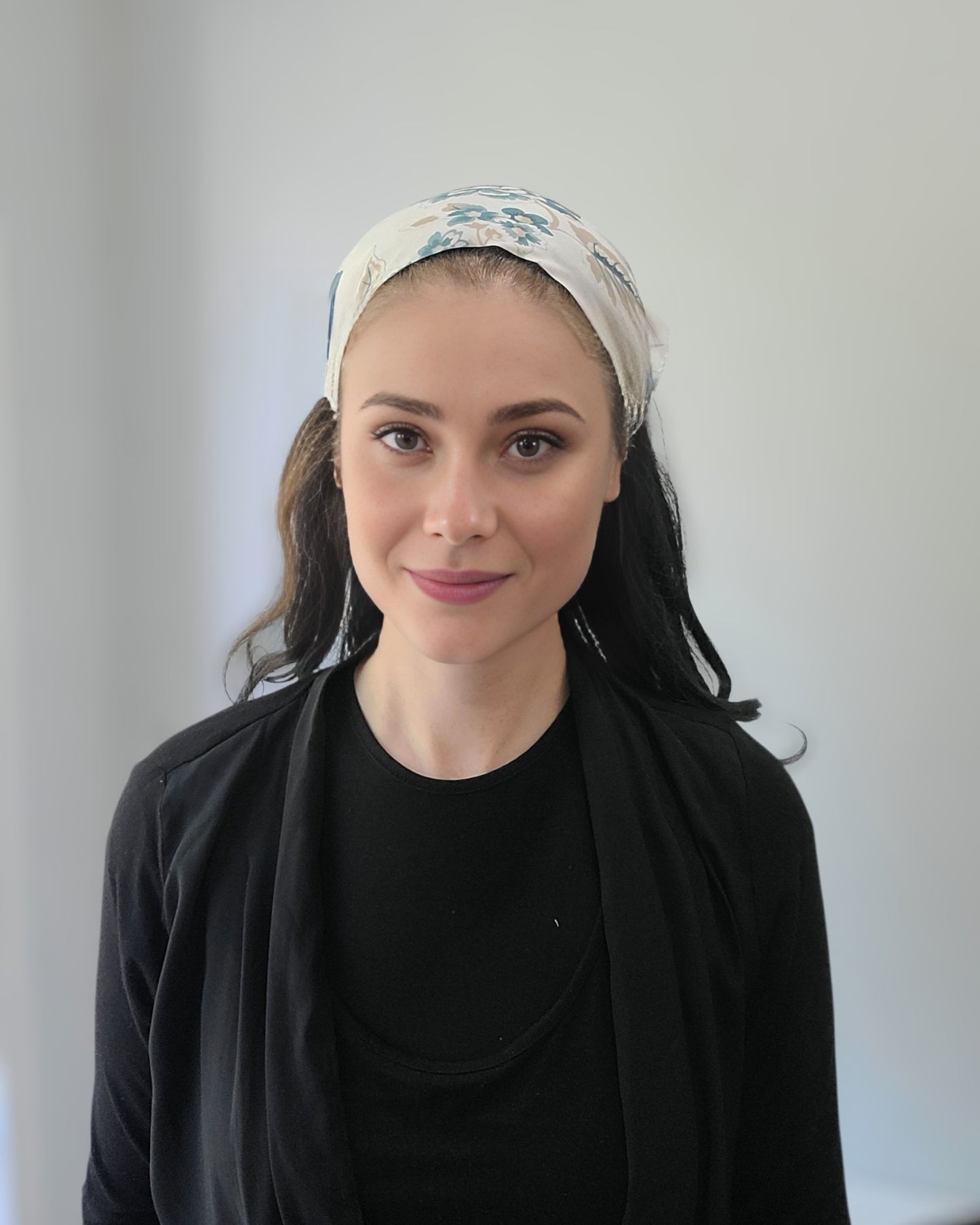Teal Bouquet Pretied Bandana - Keter Hayofi Mitpachot