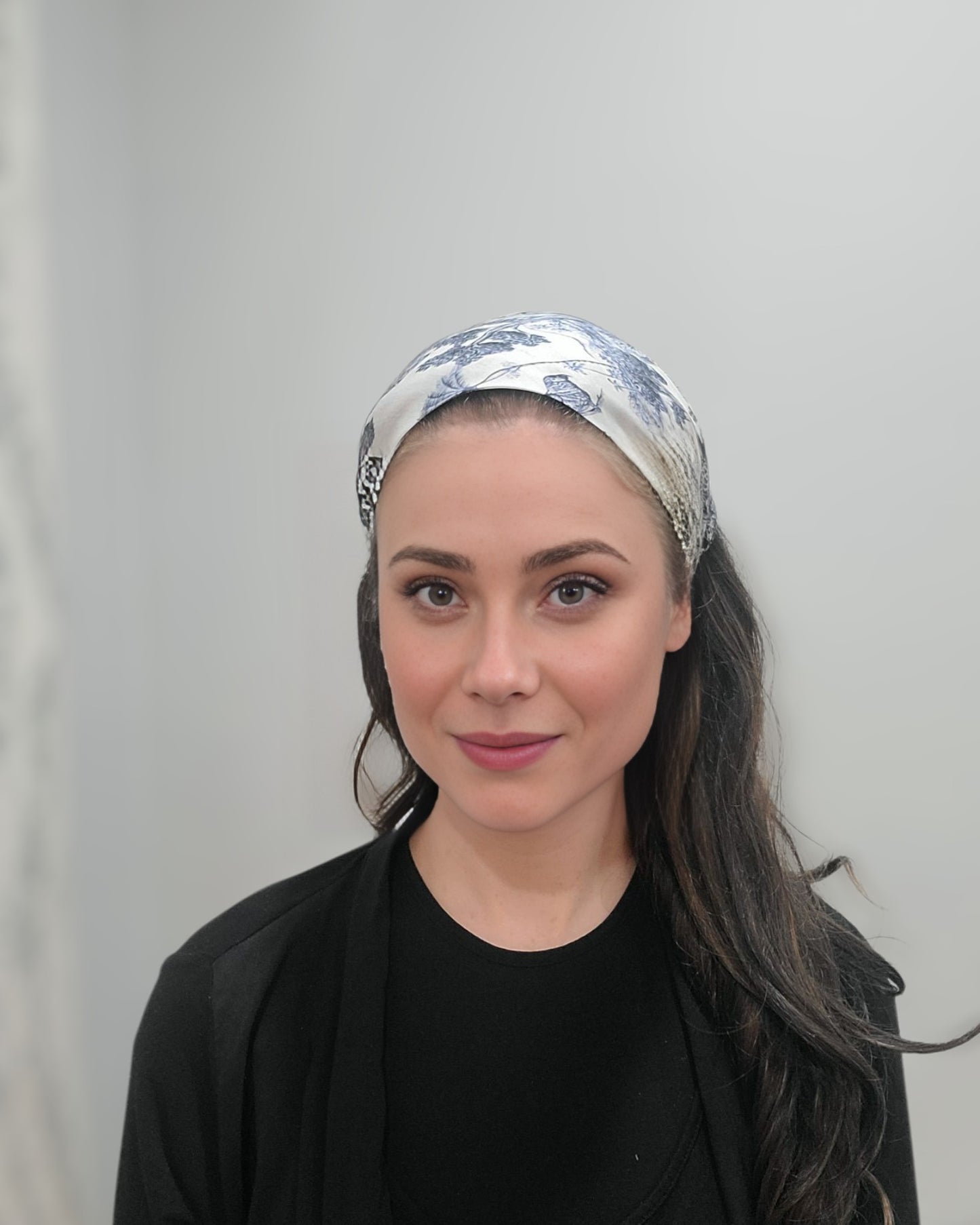 Navy Blue Toile Pretied Bandana